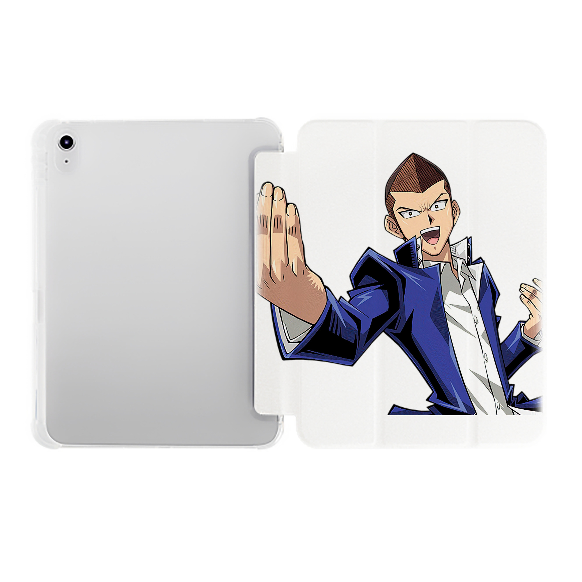 （画像用） 遊☆戯☆王 Yu-Gi-Oh! IPad ケース ペン収納付き 三つ折りスタンド PUレザー×シリコン 対応機種9.5/10.5/10.9インチ